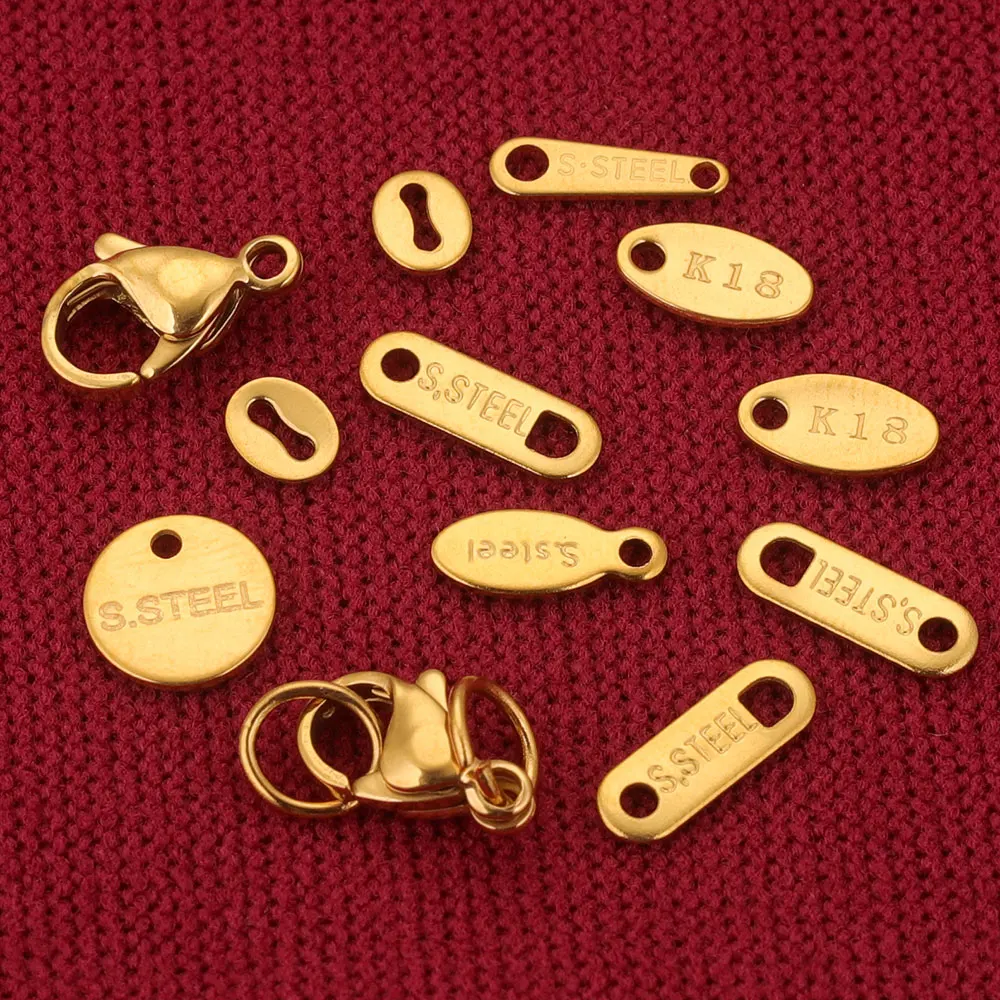 50pc Edelstahl 18 Karat vergoldet ovalen Charm Anhänger kleine verlängern Kette Tag DIY Designer Schmuck machen Ergebnisse Großhandel