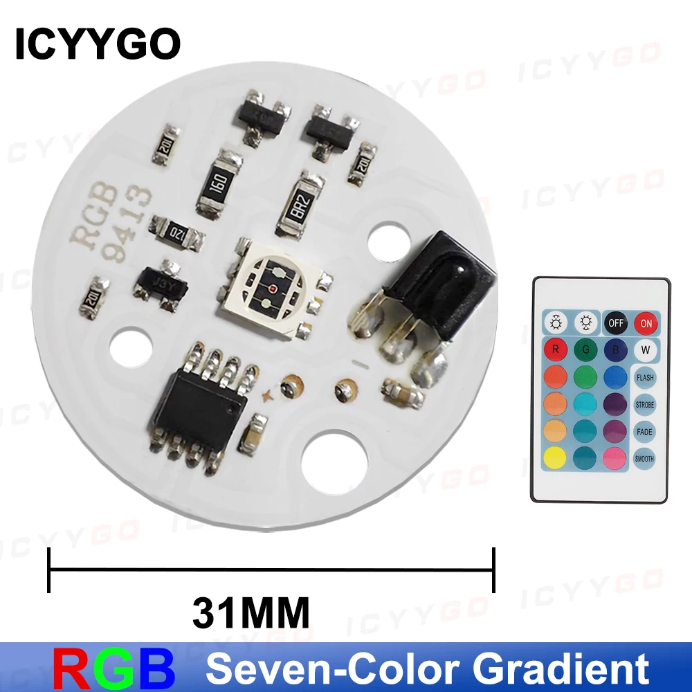 Colorful RGB Light Source Board 5V Light Board LED Beech Wood Lamp Base Light Source Fish Tank Lamp Remote Control Sixteen Color