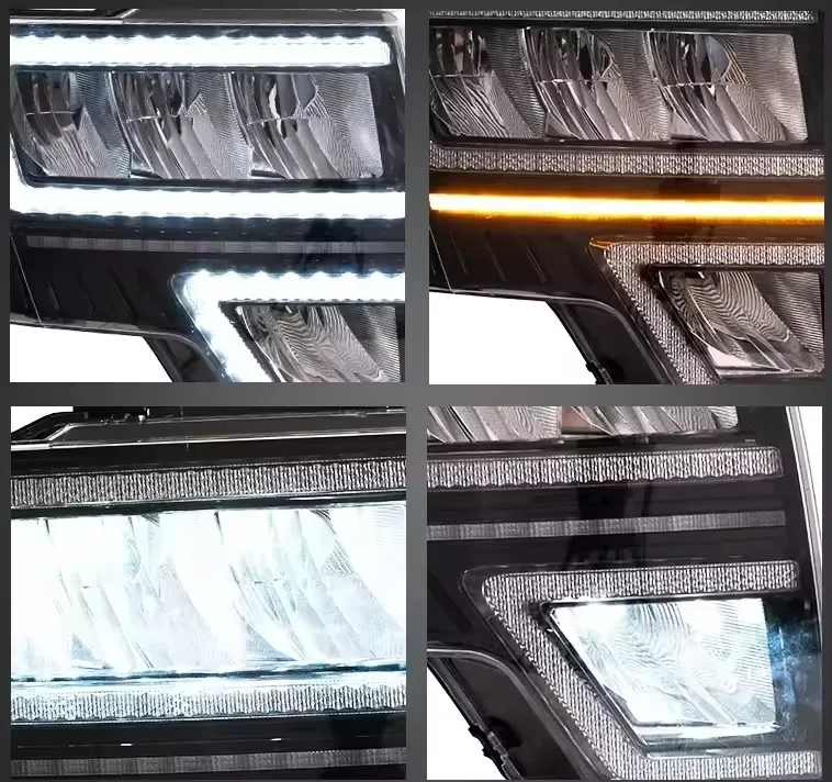 المصابيح الأمامية لفورد رابتور F150 F-150 2008-2014 مجموعة المصابيح الأمامية LED DRL تدفق بدوره أضواء الإشارة اكسسوارات السيارات