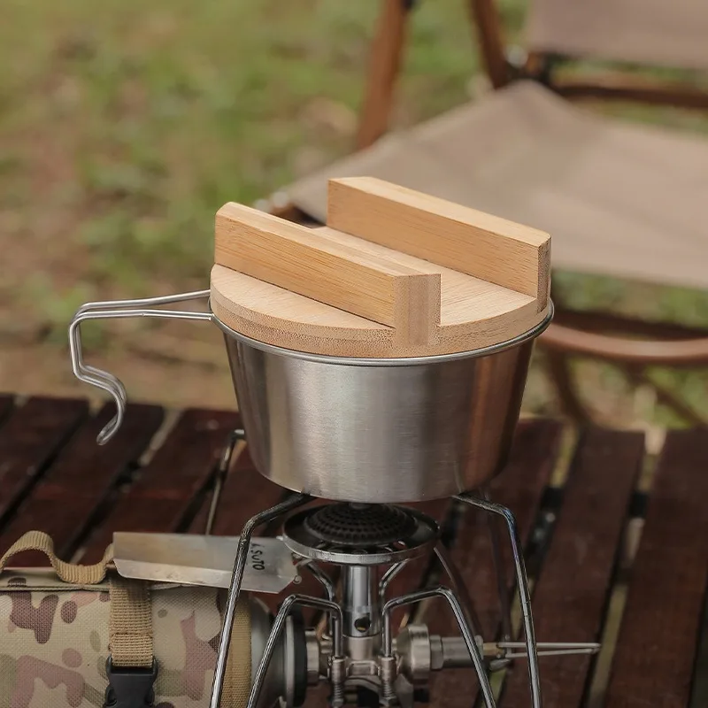 Practical Bamboo Lid with Handle Sealing Easy Clean Sturdy Camping Sierra Bowl Lid