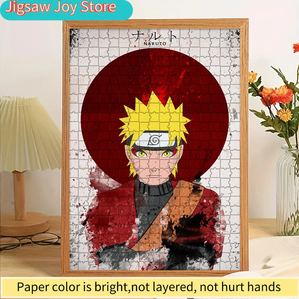 

Anime Naruto Uzumaki Red Ink Art Paper Jigsaw Puzzle, Classic Ninja Character Art Paper Puzzle, Collectible Educational Toy Gift