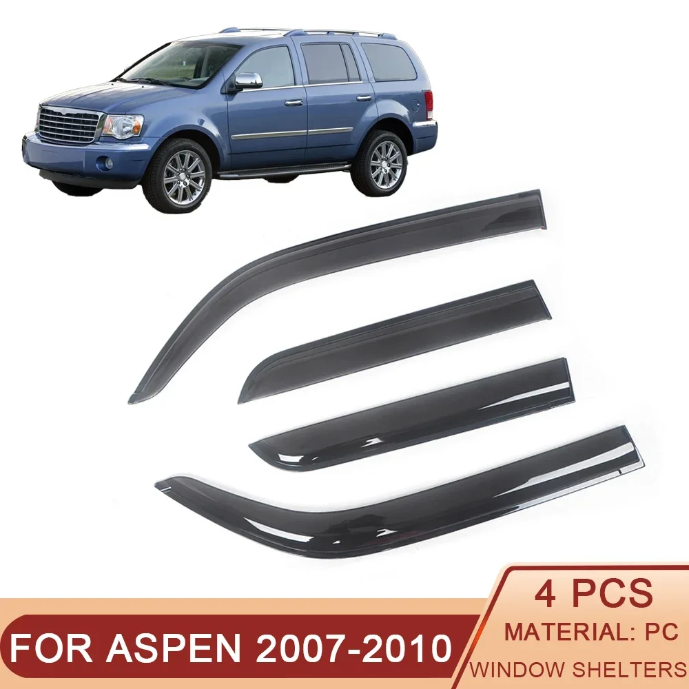 

For Chrysler Aspen 2007-2010 Auto Side Window Wind Deflectors Visors Black Rain Guard Door Visor Vent Shade Dark Smoke Ventvisor