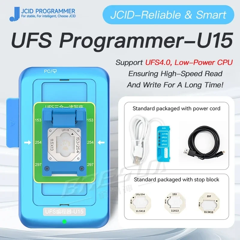 JC JCID UFS Programmer U15 BGA153/254/297 3 in 1 Read Write Socket For UFS2.X 3.X 4.X NAND Chip Identify Reading Writing Repair