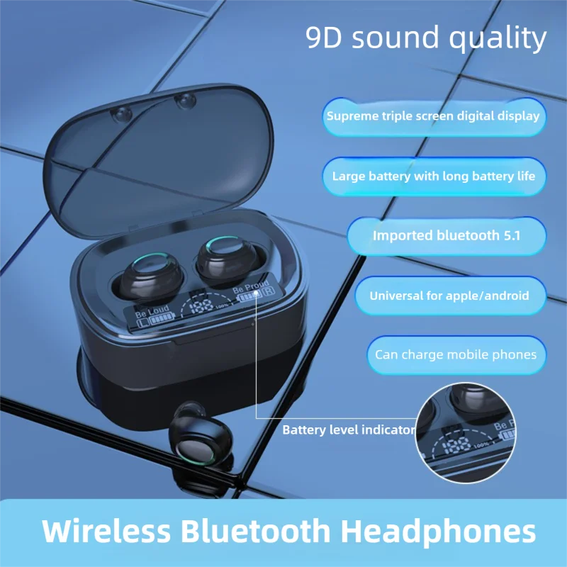 

Wireless Bluetooth Earphones TWS In-Ear Design Lightweight Battery Indicator Ultra-Long Battery Life Can Be Use As A Charger
