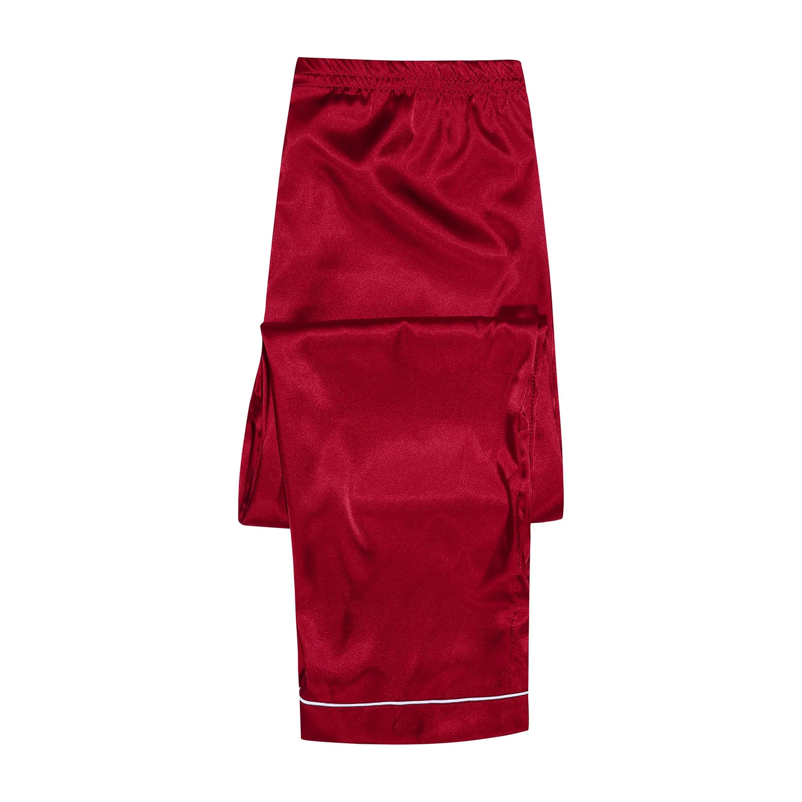 Christmas Pajamas Family Adults Kids Xmas Family Matching Outfits Look Solid Color Imitation Satin Silk Tops Pants Sleepwear