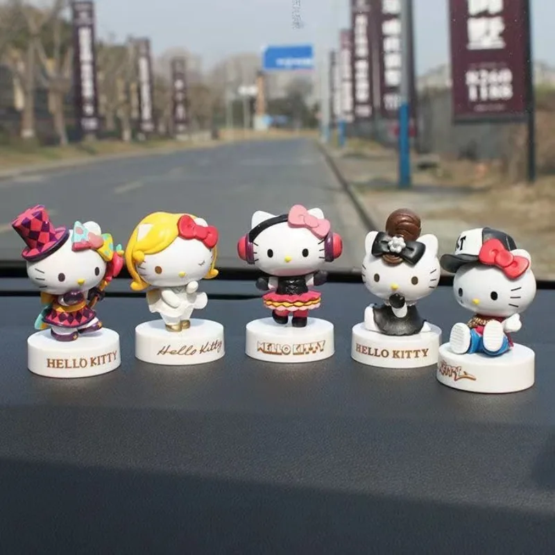 5 szt. Kawaii Sanrio Hello Kitty Anime Urocza Zawieszka Lalka Śliczny Kreskówkowy Kot KT Ozdoby Samochodowe Dekoracja Biurka Prezenty dla Dzieci