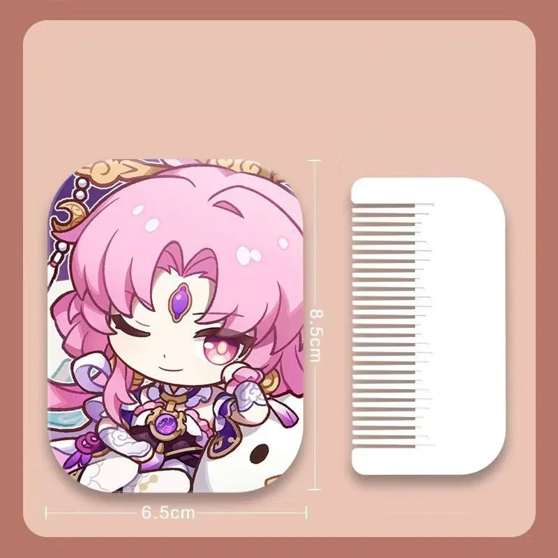 8x6 Honkai Star Rail Specchio per trucco pieghevole su un solo lato Mini tasca leggera da viaggio portatile Anime Cute Girls Kids Rettangolare