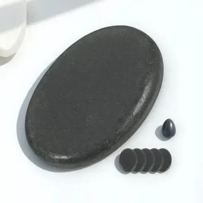 

6 шт., массажные камни вулкани, спа-камни, размер 7, плоская сторона, расслабляющий, исцеляющий, облегчение боли, массажный камень