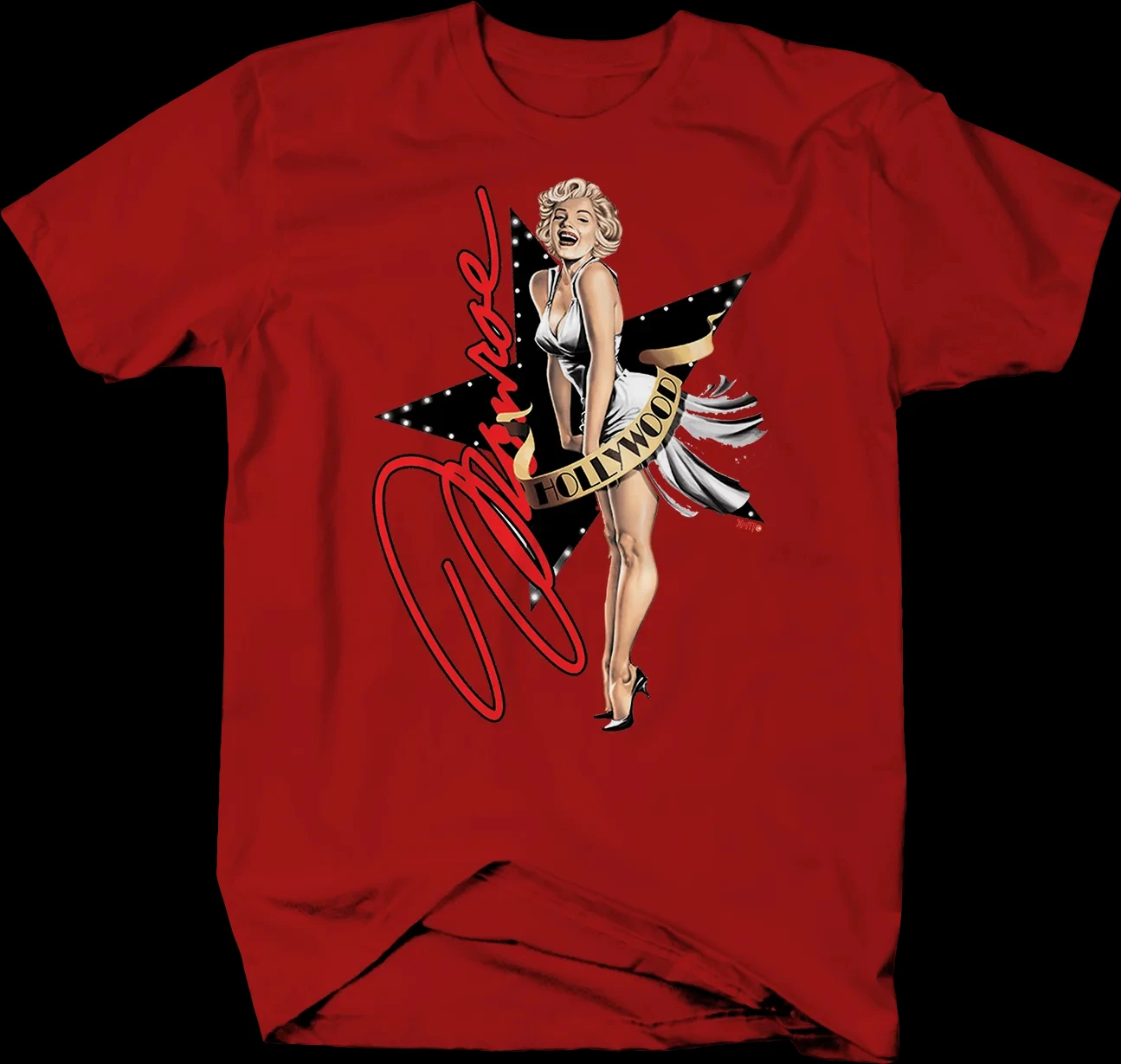 Fashion Marilyn Monroe Sexy Skirt Up Black Star T-Shirt. Summer Cotton O-Neck Short Sleeve Mens T Shirt New S-3XL