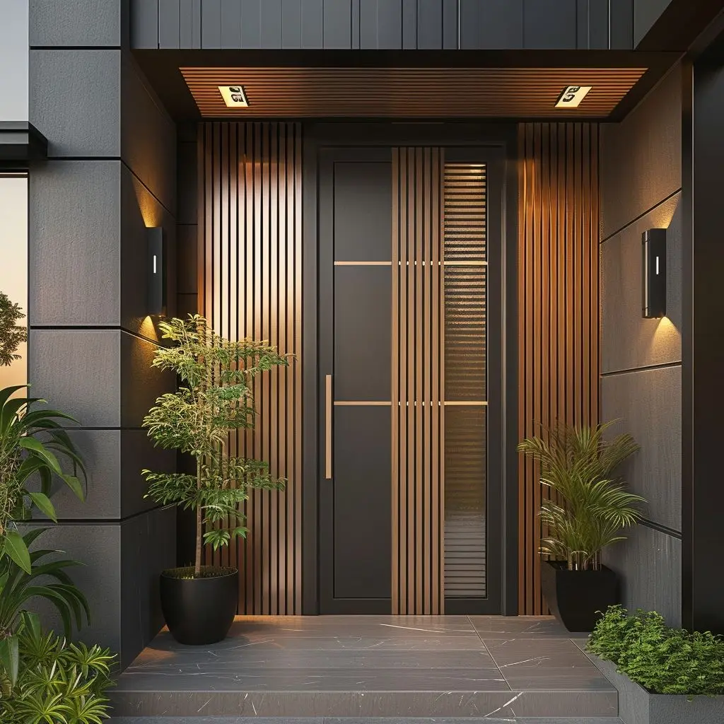 Modern Elegant Designed Large Sized for Home Use Security Door 6063 T5 Aluminum Alloy Certification Hinged Door Villa Entry Door
