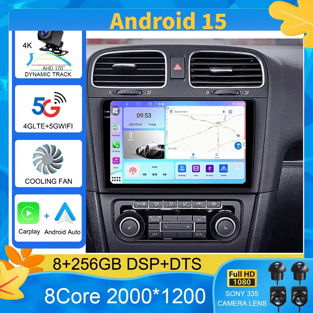 

Автомобильный радиоприемник Android 15 для Volkswagen Golf 6 2008-2016, мультимедийный видеоплеер, GPS, стерео навигация, без 2din 2 din DVD