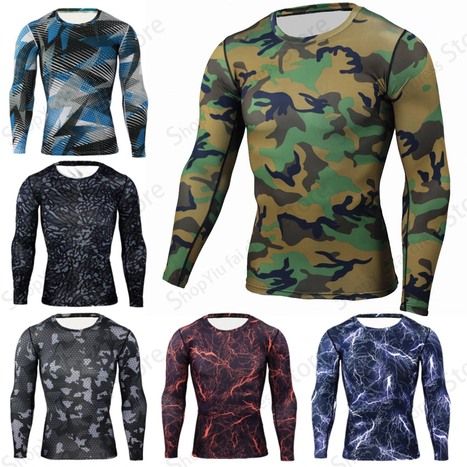 Long Sleeve T-shirt 3D Camouflage Print Tshirt Tops Men Women Fashion Tshirt Camo Tops Tees Outdoor New Sportwear Tshirt Gym Tee