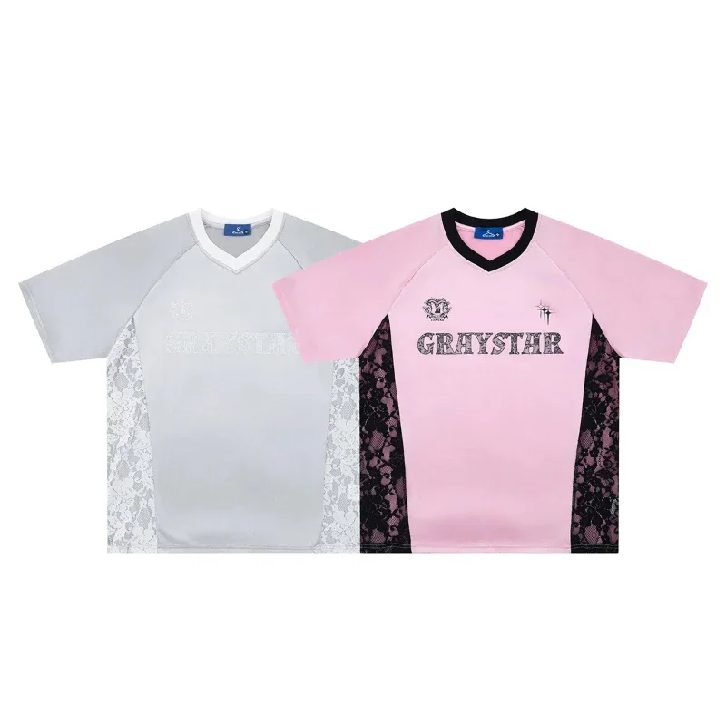 

New Women Clothing T-shirts Summer O-neck Lace Short Sleeve Tops Tees Fashion Casual Printed Contrast Color Sports T Shirts Male
