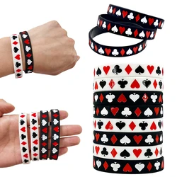 10pcs Poker Card Silicone Bracelets Wristbands Casino Poker Bracelets Las Vegas Casino Poker Theme Birthday Party Decor favors