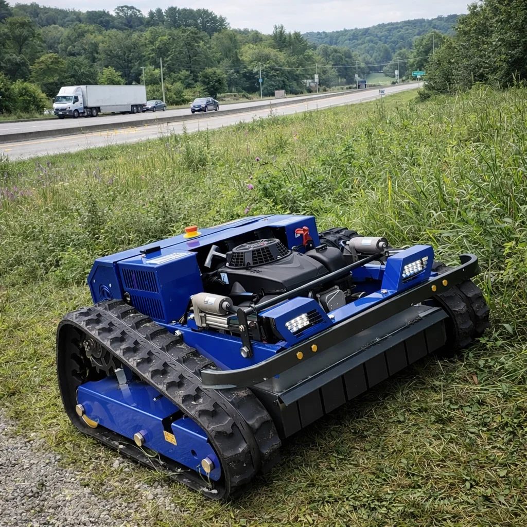 

Новая самоходная газонокосилка по заводской цене с дистанционным управлением – универсальный инструмент для работы на склонах в садоводстве и промышленности