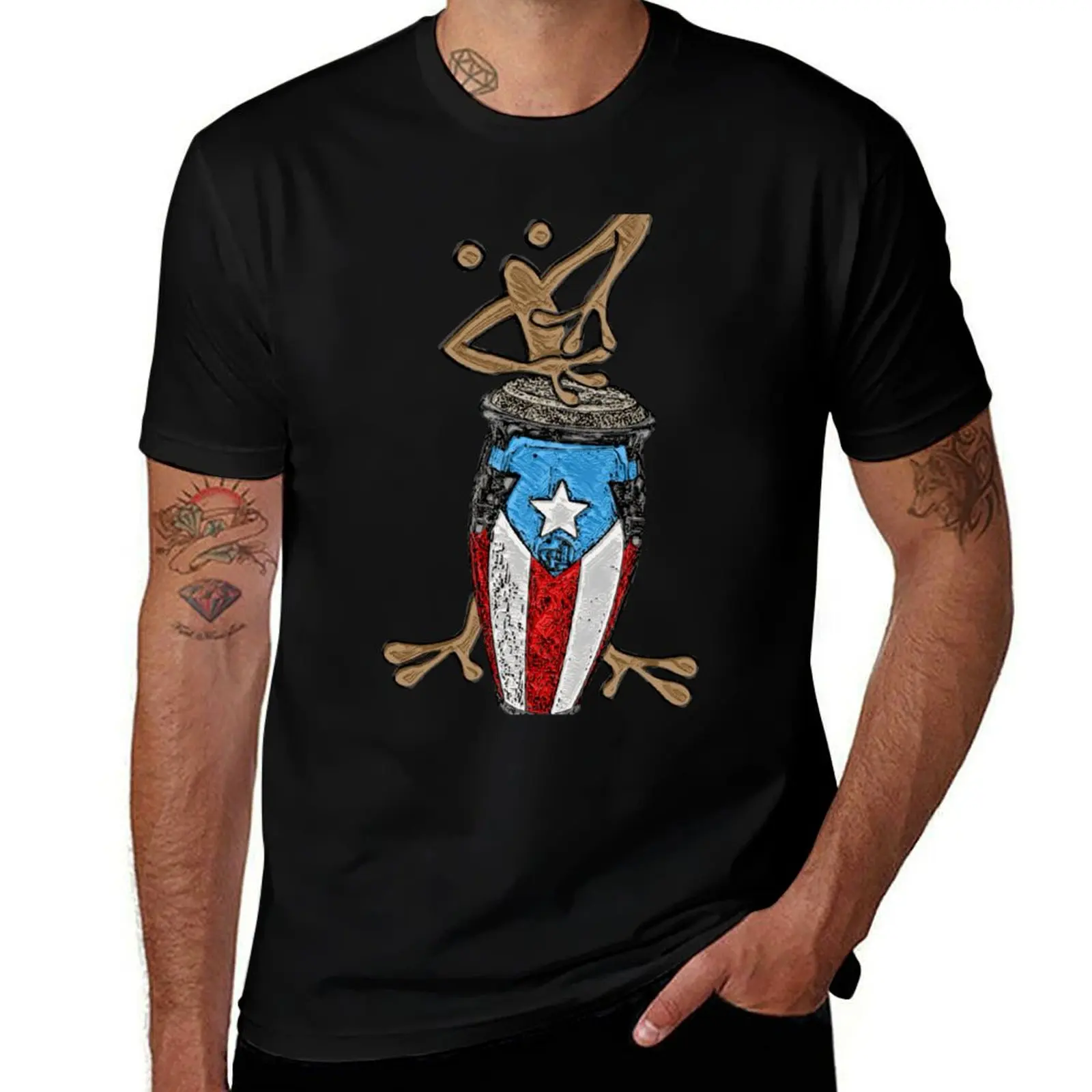 

Conga Coquí Taíno PR flag T-Shirt t shirt for man 100 percent cotton t shirt man luxury T-Shirt