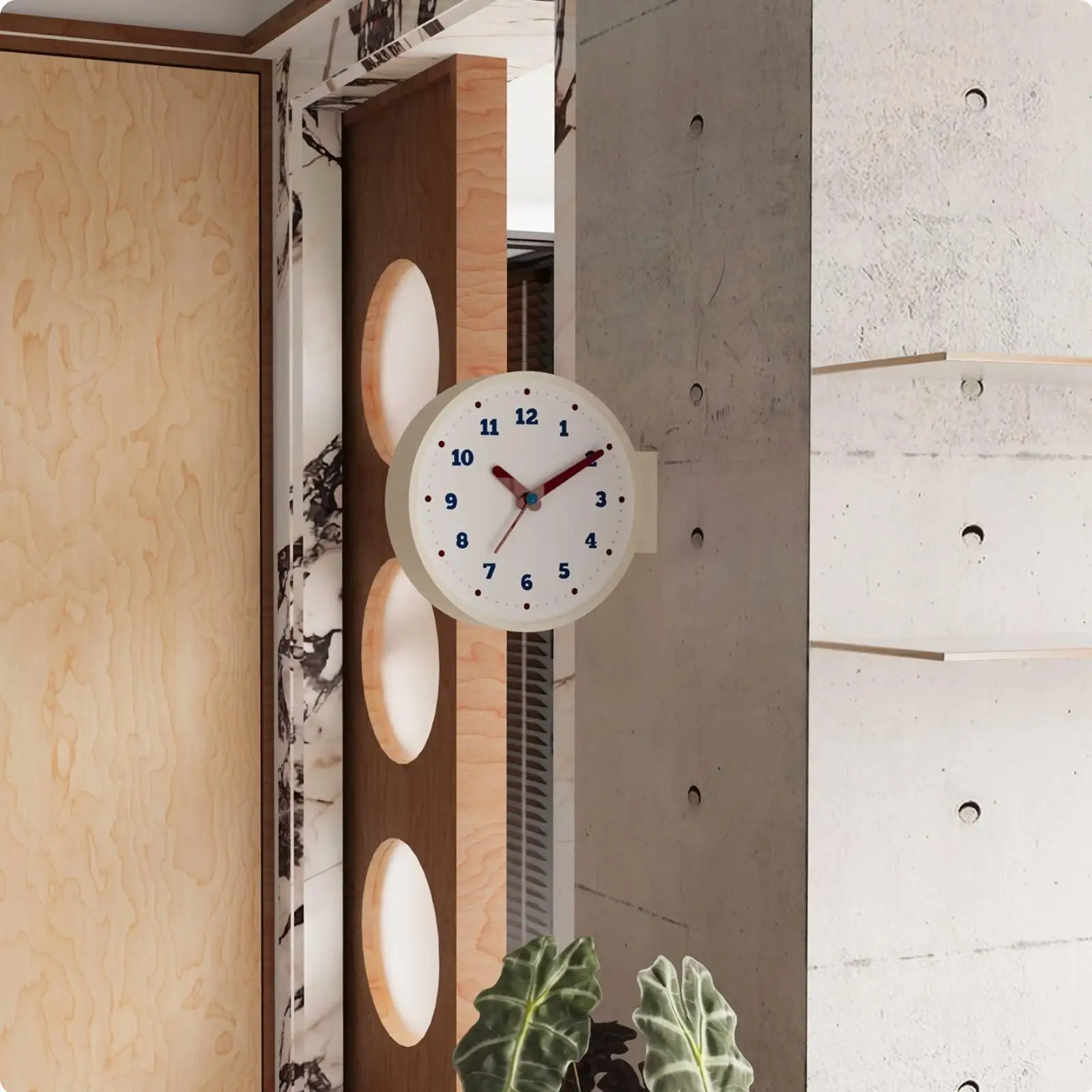 Luxury Double Sided Wall Clock Modern Quiet Nordic Corner Mount Design for Living Room Decor