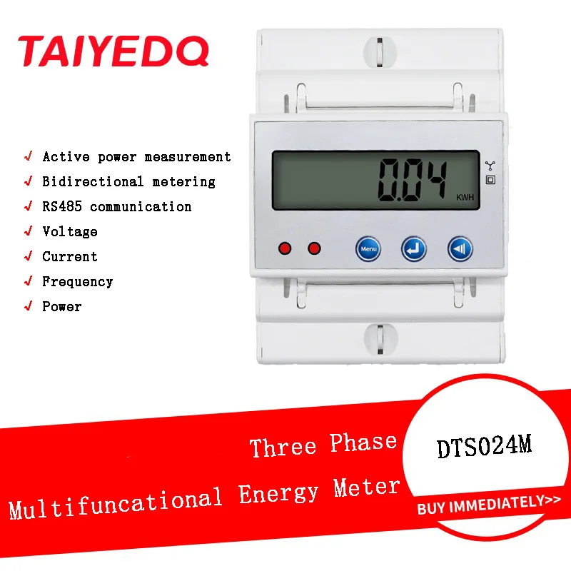 Three Phase Multifunctional Energy Meter V A HZ RS485 4P Electronic Watt Power Consumption Energy Meter LCD