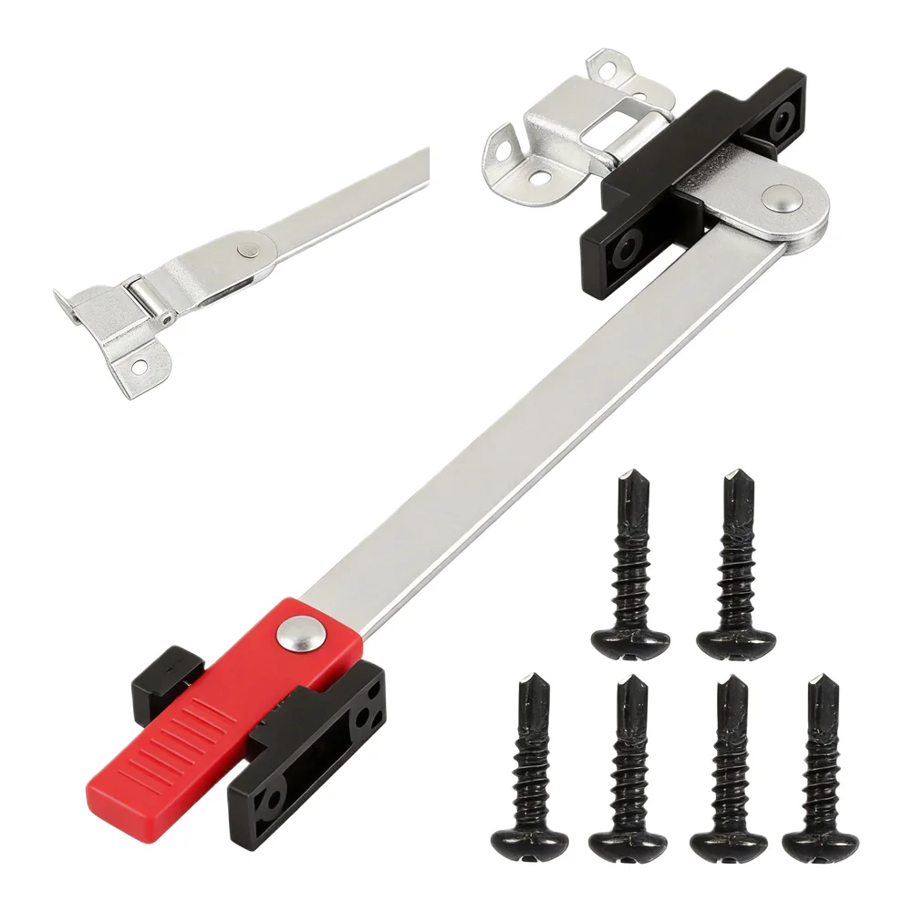 Exit Handle Bar RV Window Latch Wind-resistant Bracket Safety-first Design Travel Camper Window Latch Silver With Red Handle