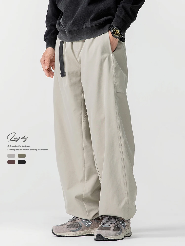 

Мужские брюки LAZY DAY Original в американском ретро-стиле, с отворотами, широкие, повседневные, молодежные, весенние, из полиэстера