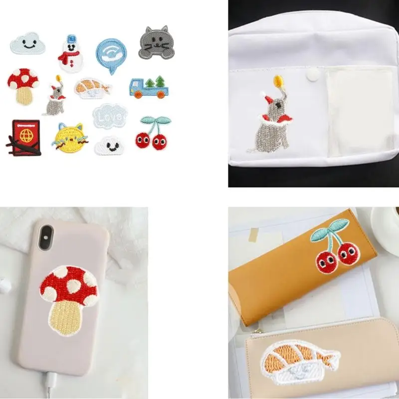 

13 Pcs Cloud Sewing Patches Cats Embroidered Patches Iron On/Sew on Patches