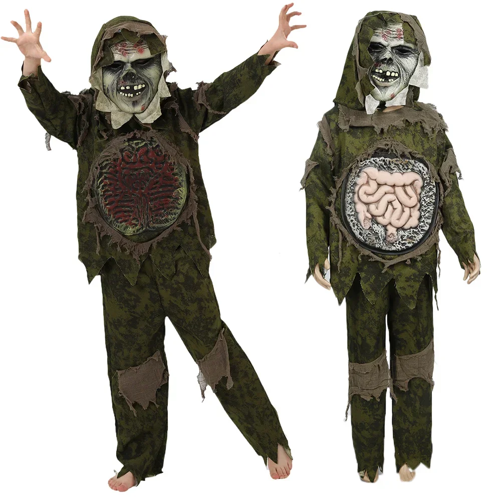 

Carnival Creepy Intestines Zombie Skull Costumes Cosplay Gross Mask Skeleton Camouflage Clothing Swamp Monster Party