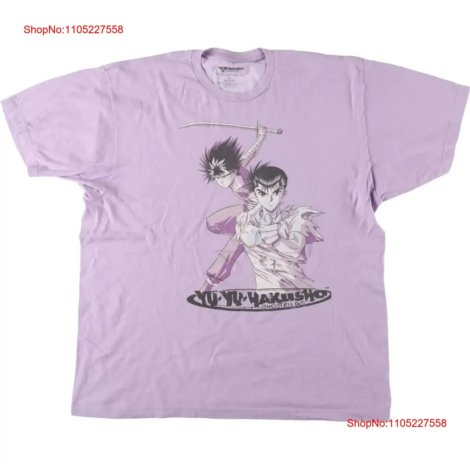 تي شيرت كرانشي رول YUYUHAKUSHO Yu Hakusho مطبوع عليه شخصيات الرسوم المتحركة مقاس XL عتيق مغسول وممتد ملابس خروج مريحة