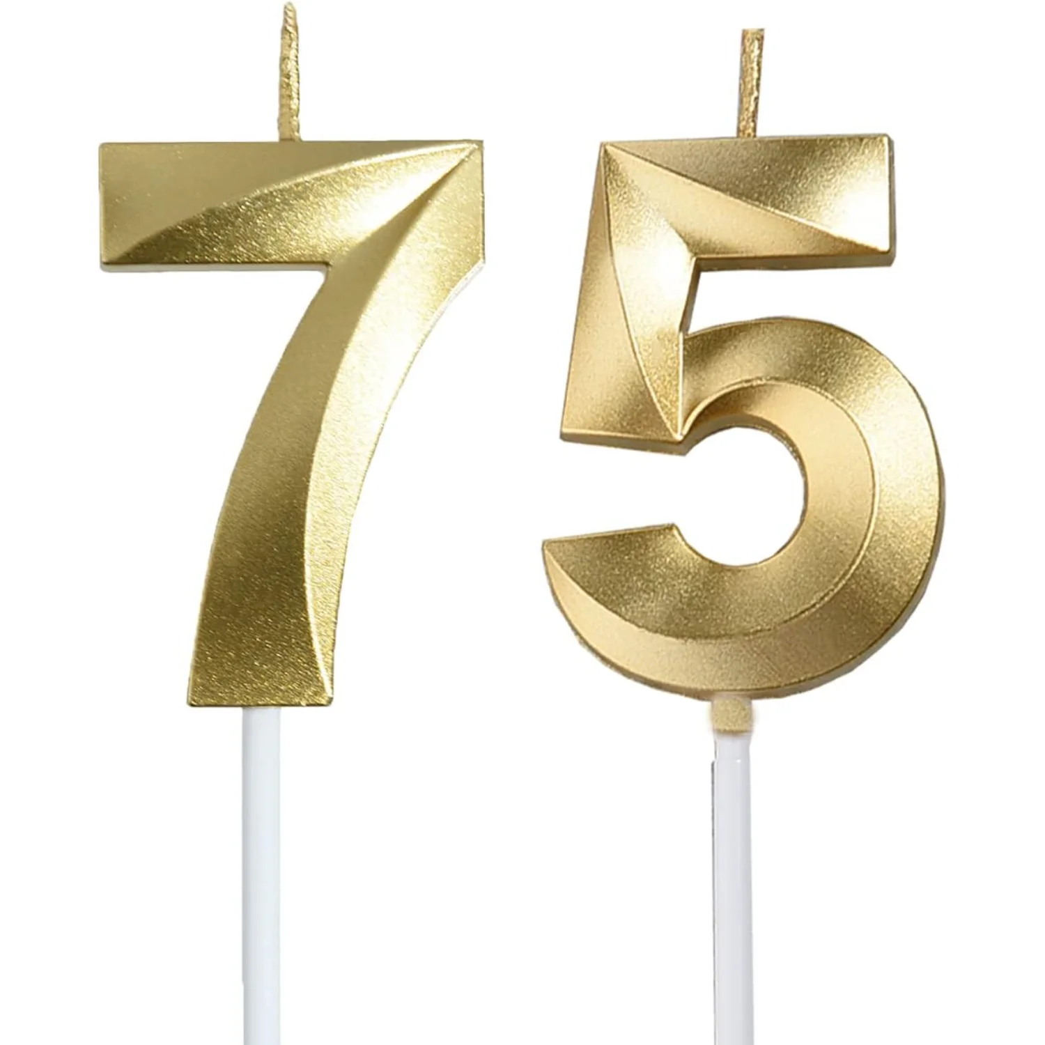 Gold 75th & 57th Birthday Candles,Gold Number 75 57 Cake Topper for Birthday Decorations Party Decoration