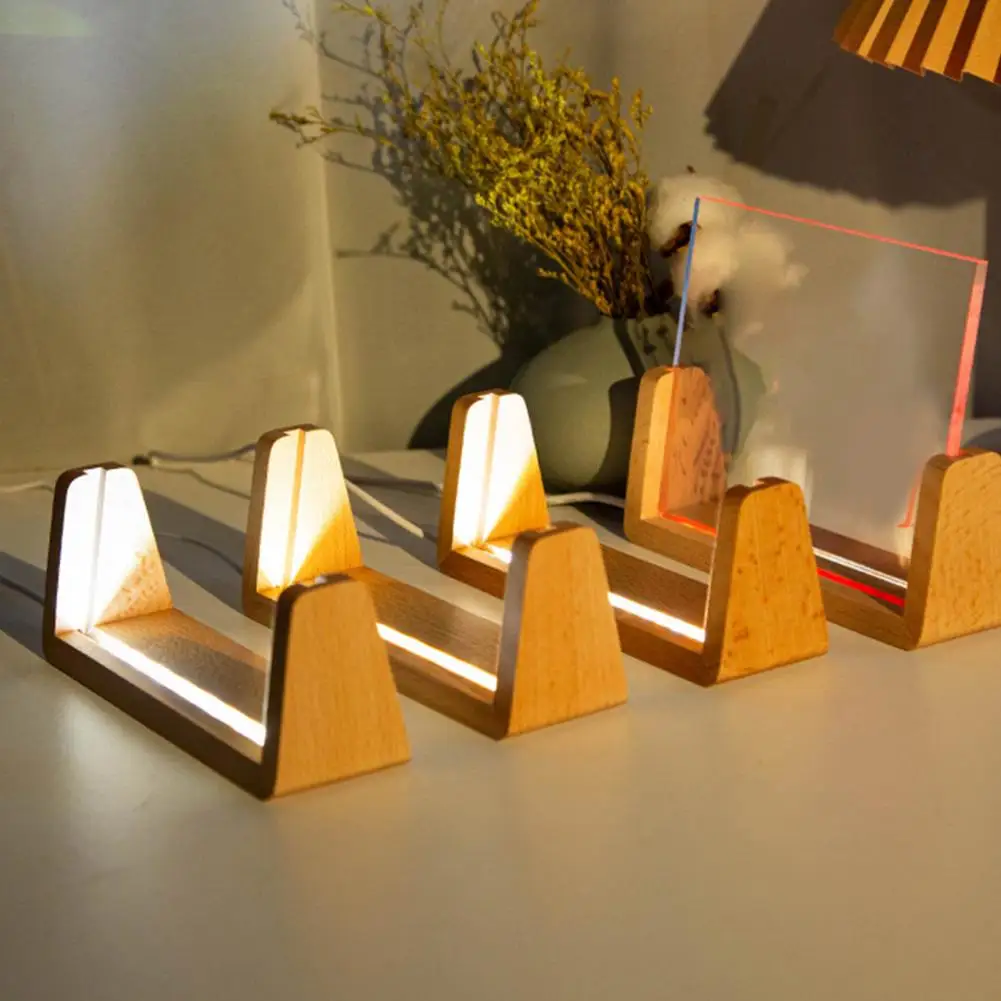 

LED Night Light with Wooden Base Smooth Edge Burr-Free USB Plug-Play Soft Lighting Bedside Lamp LED Desk Light