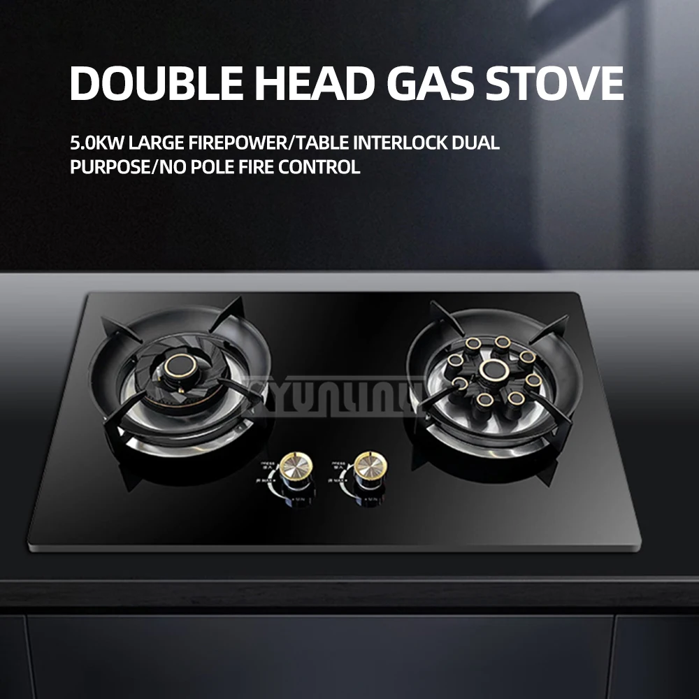 Energy-Saving Gas Stove Liquefied Natural Gas Burner Household Kitchen Embedded Double Cooktop