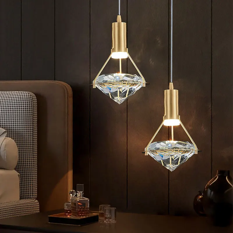 

Nordic Light Luxury Chandelier Creative All Copper Crystal Lamp Bedroom Living Room Restaurant Study Light Hotel Lights Fixtures