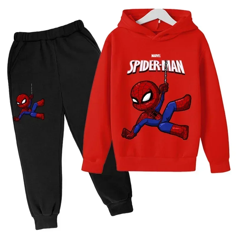 Marvel Spiderman Children Boys Hooded  The Avengers Autumn Sweatshirts Clothes For Kids Pullovers Tops Teen Boys Hoodie Set