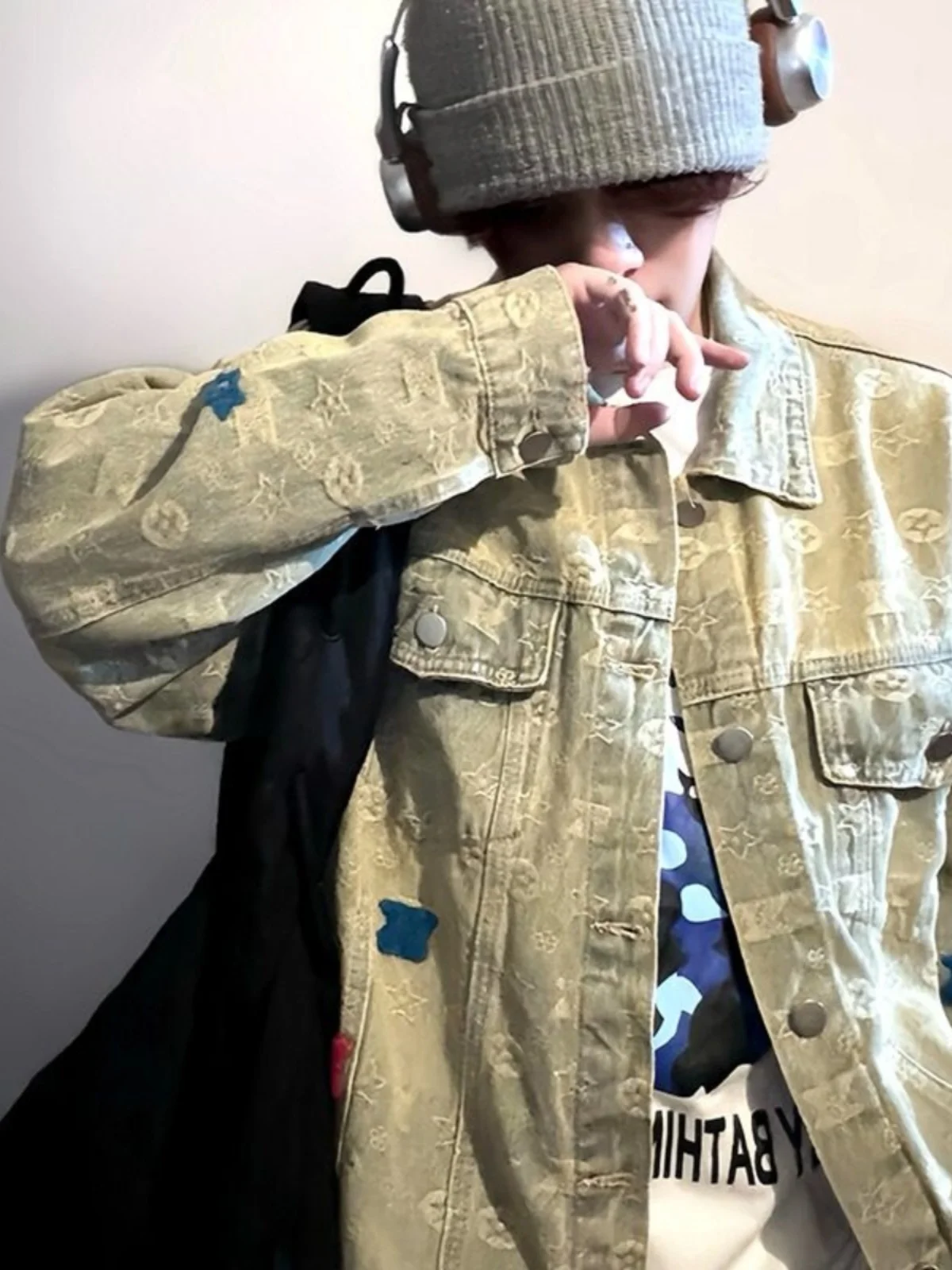 

Мужская джинсовая куртка в стиле ретро American Fit, с эффектом потертости, для повседневного образа, осенне-зимняя, свободного кроя, с пуговицами, от модного бренда High Street