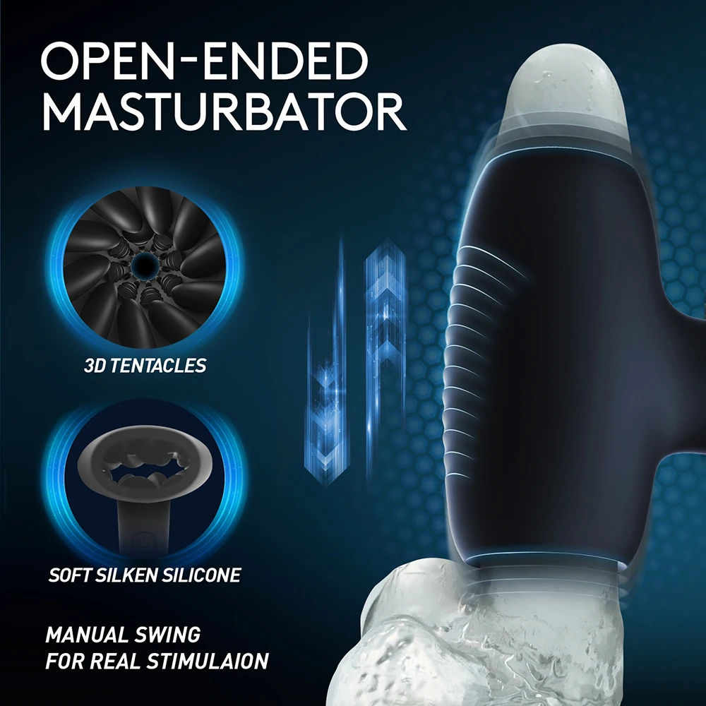 Automatic Male Masturbator Smart Pressure-Sensing Male Masturbator Cup Intense Frequency Dual Open-Ended Stroker Penis Massager