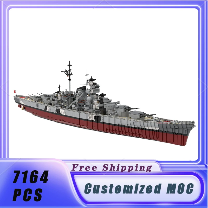 Military Series MOC-29408 Classic 1:200 Scale Bismarck Battleship Large DIY Block Assembly Model Set for Children's Gifts