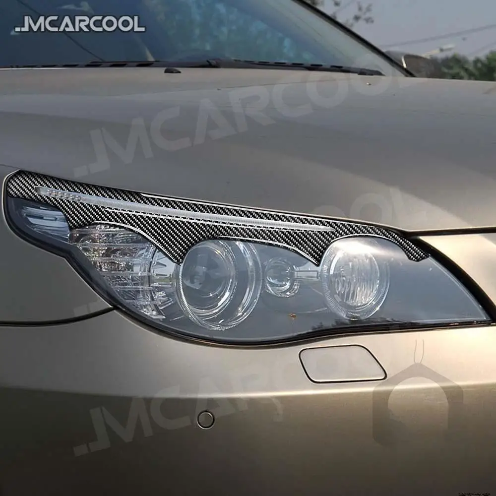 

Forged Carbon Fiber Front Bumper Eyebrow Headlight Covers Car Decoration Sticker for BMW 5 Series E60 2004-2010
