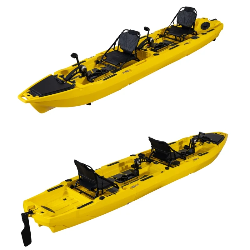 LSF Hull Design HDPE 3-section Tandem Modular Pedal Kayak New For Touring And Lake Fishing 14 FT Plastic Canoe