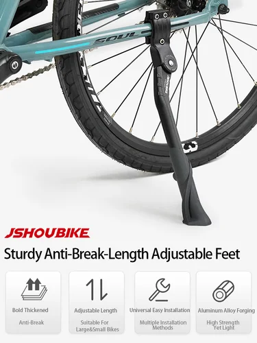 Imagen 2 del producto JSHOUBIKE-soporte de bicicleta ajustable, aleación de aluminio, MTB/nieve/bicicleta plegable/vehículo eléctrico, reposapiés lateral de bicicleta de 24-29 pulgadas