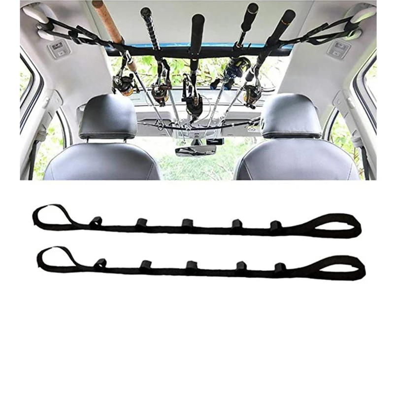 2PCS Outdoor Car Fishing Rod Strap Car Fish Rod Rack Car With Road  Bracket Car Fixed Car Fishing Rod Strap Fishing Accessories