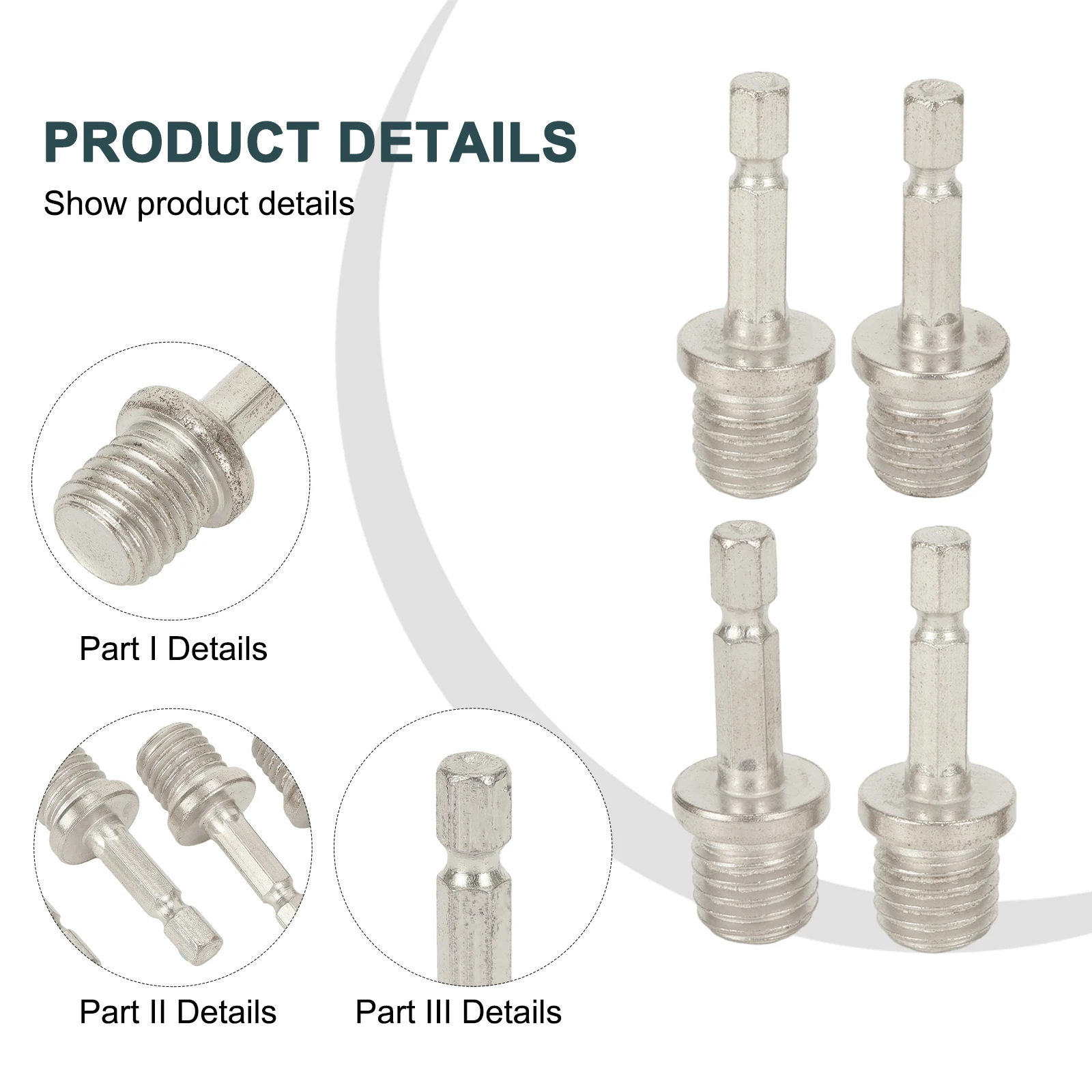 Kepala konversi batang penghubung, alat listrik aksesori batang penghubung Chuck 1/4 4 buah adaptor