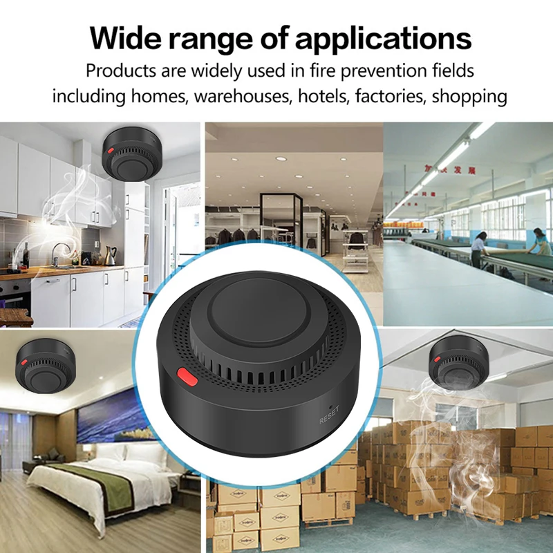 Tuya Smart WiFi Rauchmelder Smart Home 85dB Echtzeitüberwachung Fernalarmmeldung App-Steuerung Funktioniert mit Alexa