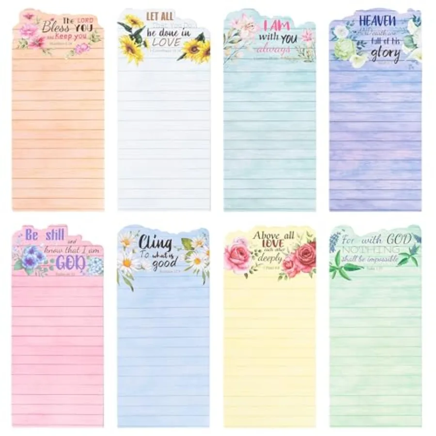 

Summer Bible Verse Notepads - Back to School 8P Floral Prayer Sticky Notes with Inspirational Quotes for Office Travel Journali