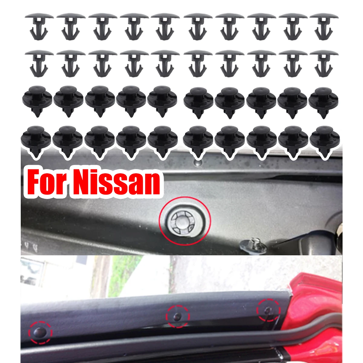 For Nissan Rogue Dualis Sentra X-Trail T32 T31 Bonnet Wheel Arch Lining Facia Splash Guard Door Upper Weatherstrip Clips Rivet