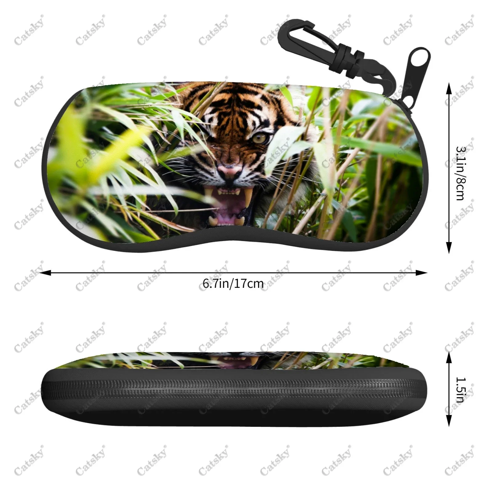 

tiger ferocious animal Glasses case zipper sunglasses bag travel printed soft shell storage glasses case men women Glasses case