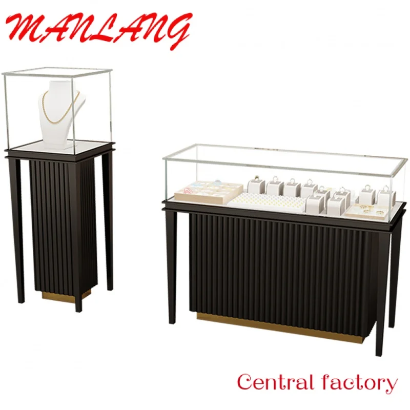 

CustomHigh Class Jewels Mall Counter Jewelry Kiosk,Tempered Glass Jewelry Showcase Led Lighting Jewelry Store Display Counter Fi