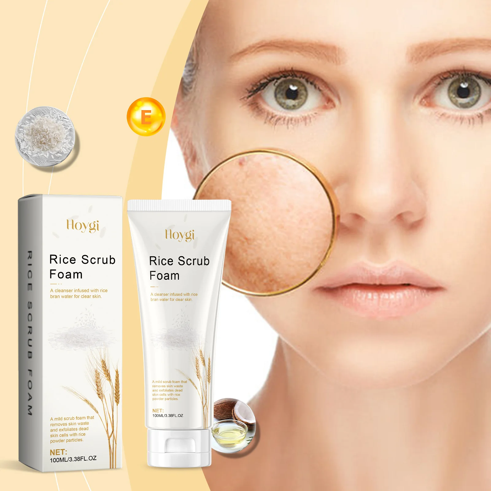 

Hoygi Rice Cleanser Gentle Cleansing Hydrating Refreshing Oil Control Without Tightness Soothing Repair Skin