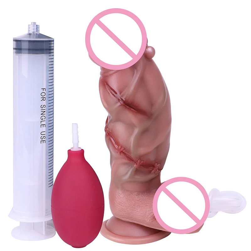 19*5.3cm 1SET Squirt Dildo Injured Piercing Style Artificial Spray Penis Women Masturbator Sex Toys for Pussy Anal Penetration