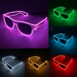 New 10 Colors Glowing Decor Costume  Accessory  Neon Light Sunglasses With LED Luminous Glasses Lighting Up In Dark Performance