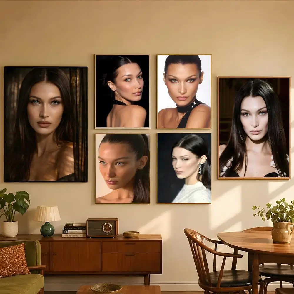 B-Bella Hadid Poster Poster self‑adhesive Modern Wall Art Poster Print, Vintage Poster Room Decor for Living Room Bedroom