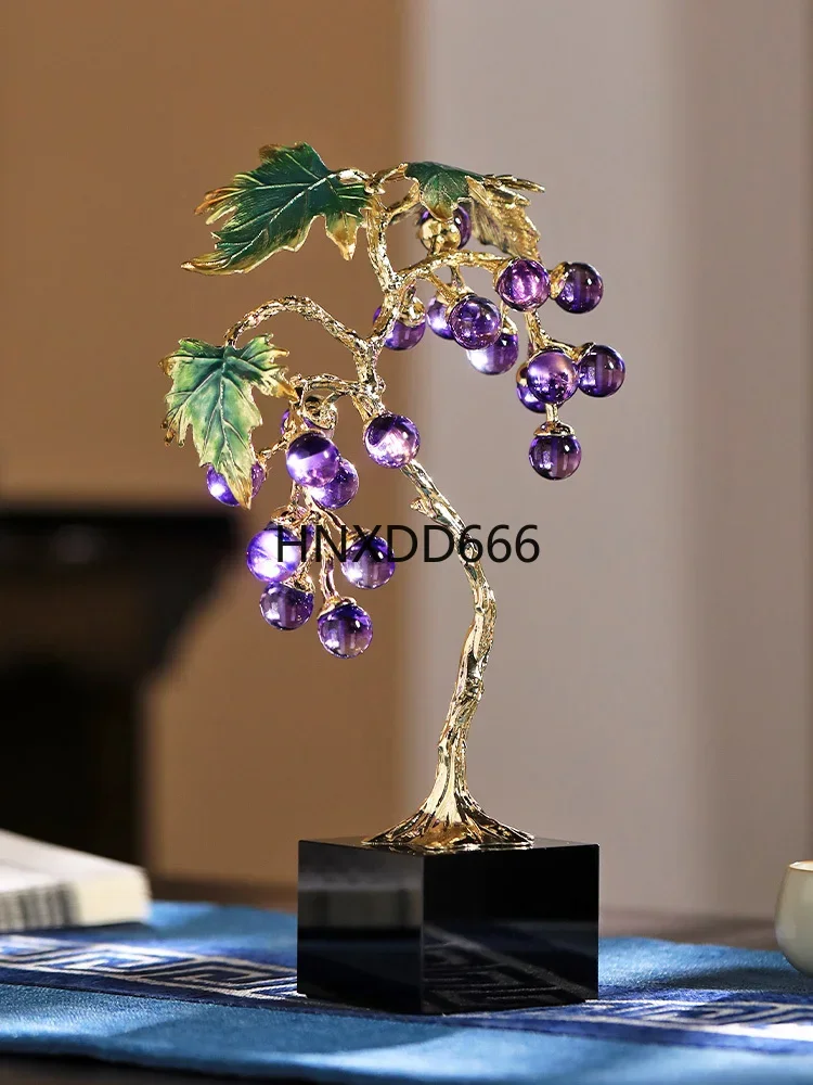 Premium desktop grape small ornament light luxury entrance glass home decoration